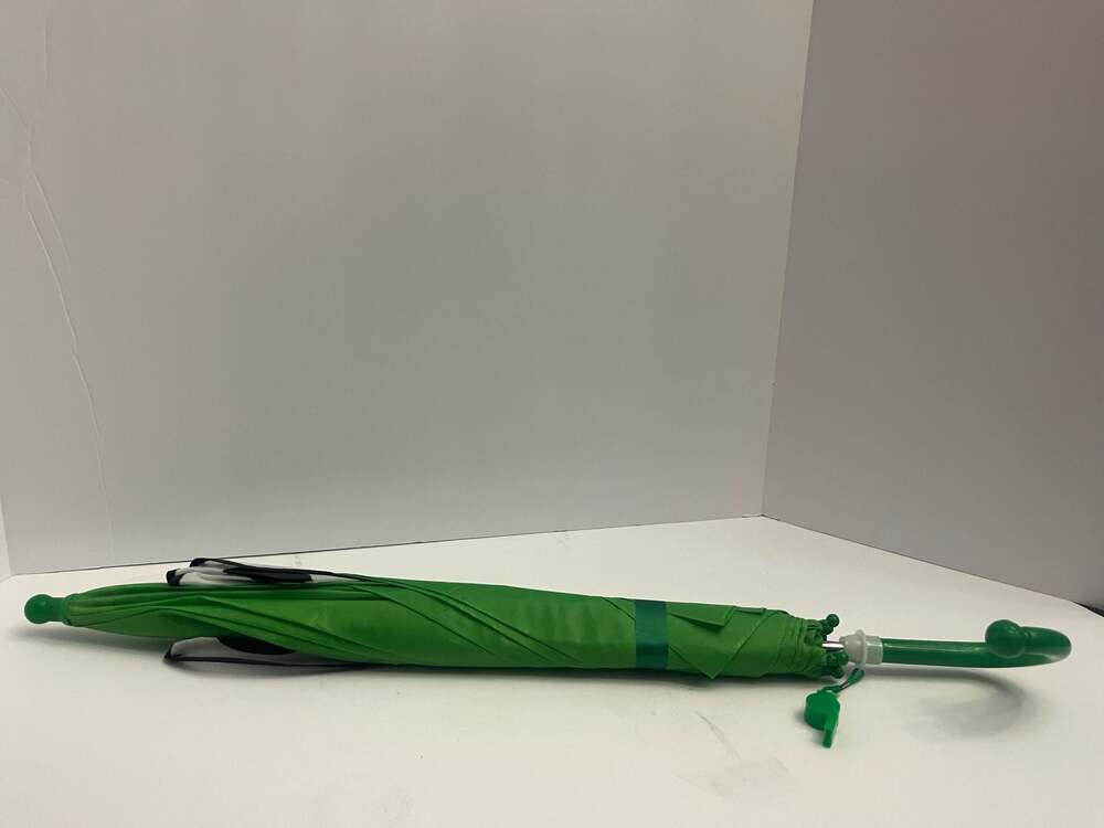 Kids Green Frog Pop-Up Umbrella with Safety Whistle Brand New